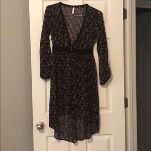 Black flowy front button kimono